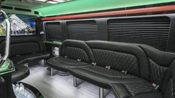 Interior of Charter Bus Company Concord's 18 Passenger Party Bus in Concord