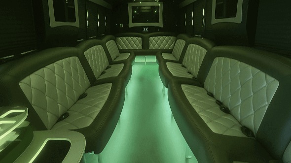 Interior of Charter Bus Company San Mateo's 20 Passenger Party Bus in San Mateo
