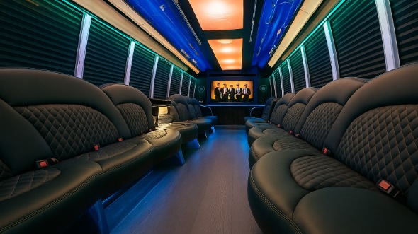 Interior of Charter Bus Company Hayward's 28 Passenger Party Bus in Hayward