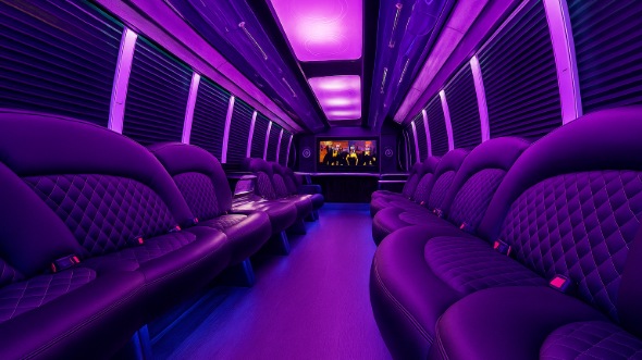 Interior of Charter Bus Company Walnut Creek's 28 Passenger Party Bus in Walnut Creek
