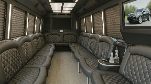 Interior of Charter Bus Company Concord's 30 Passenger Party Bus in Concord