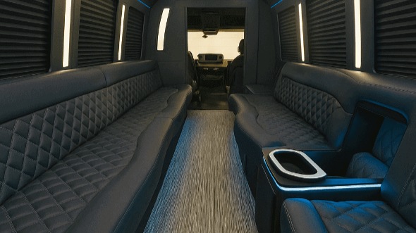 Interior of Oakland Party Bus Company's 30 Passenger Party Bus in Oakland