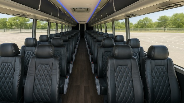 Interior of Charter Bus Company Oakland's 45 Passenger Charter Bus in Oakland