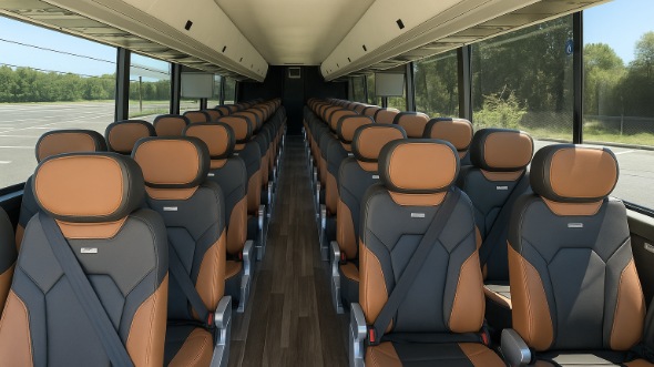 Interior of Charter Bus Company Oakland's 55 Passenger Charter Bus in Oakland