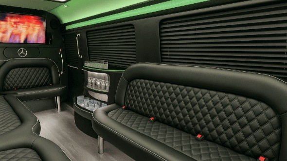 oakland 18 passenger party bus inside