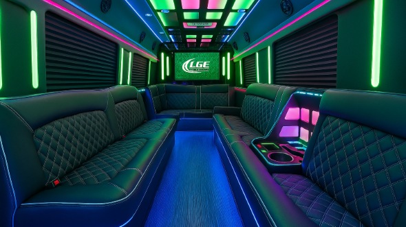 oakland 20 passenger party bus interior